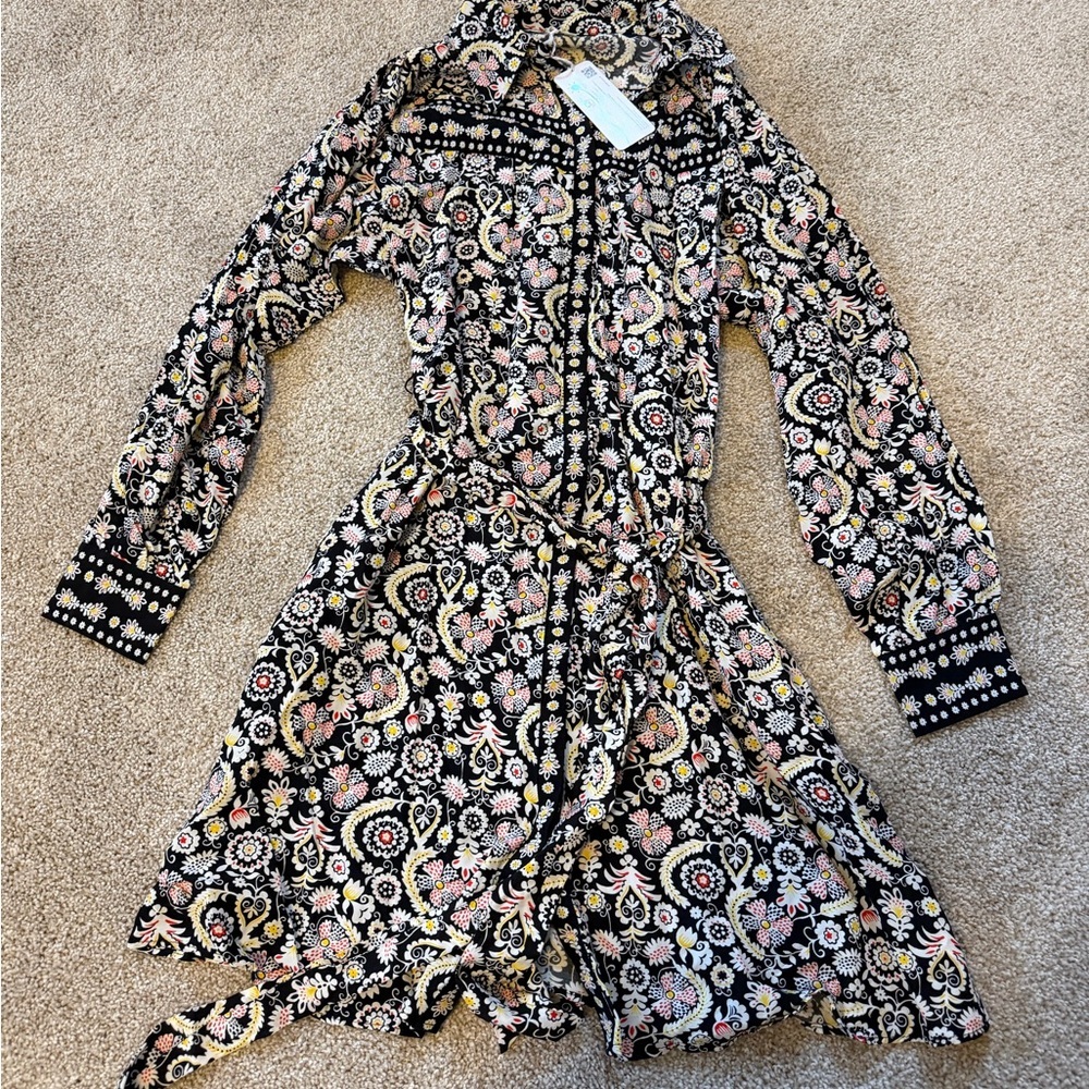 Boden Long Sleeve MIDI Dress Black Paisley D0478 BLK Size US 6L NWT - Picture 4 of 7
